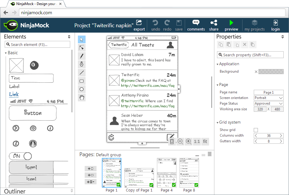 Download Ninjamock Online Wireframe And Mockup Tool